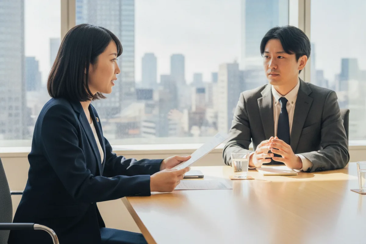 人材紹介の面接を行う東京の採用担当者と求職者